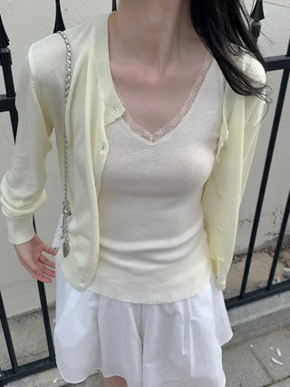 Lace V-neck layered sleeveless top