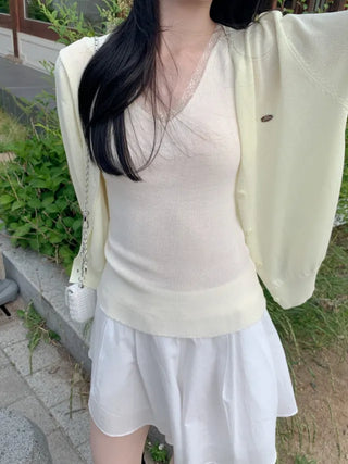 Lace V-neck layered sleeveless top
