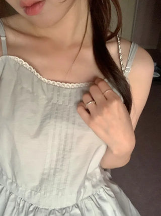 Shirred Ribbon Layered Bustier Dress