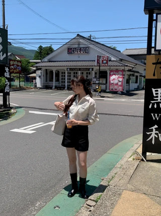 Oversized striped seersucker shirt