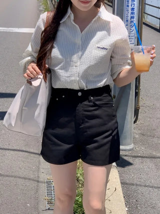 Oversized striped seersucker shirt