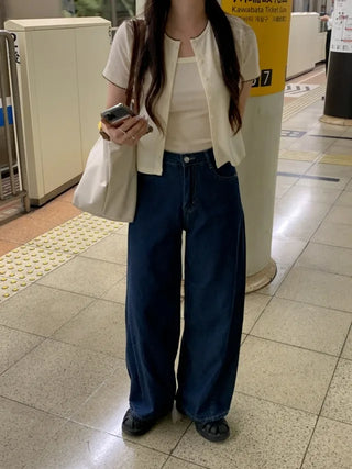 Classic modern wide denim pants