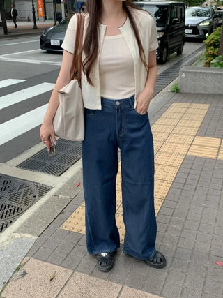 Classic modern wide denim pants