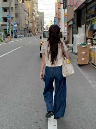 Classic modern wide denim pants
