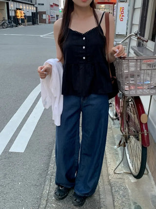 Classic modern wide denim pants