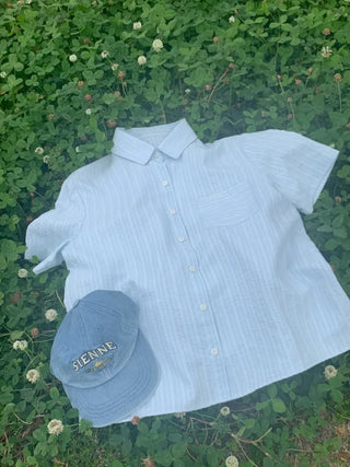 Striped Border Stitch Short-Sleeve Shirt