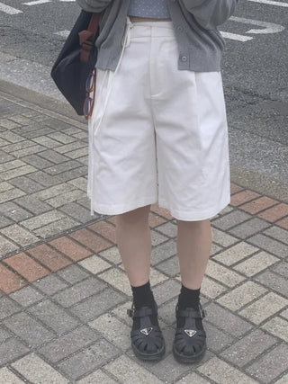 [Strap Belt Bag SET] Pleated Half Pants