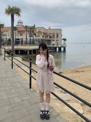 Flower Chiffon Long Mini Camisole Dress