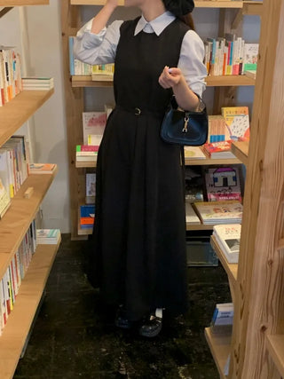 Belted long camisole dress