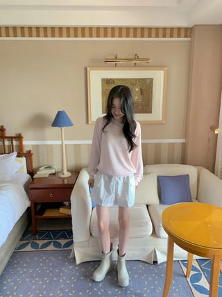 [6 colors] Whole Garment Linen Long Sleeve Knit