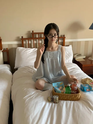 [Homewear] Flower Lace Sleeveless Pajama Set