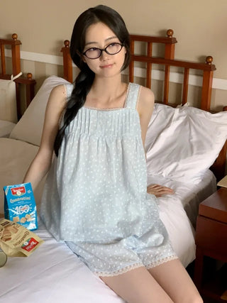 [Homewear] Flower Lace Sleeveless Pajama Set