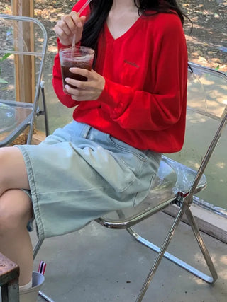 Loose-fitting long-sleeved knit