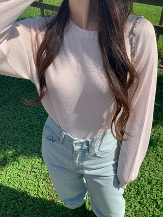 [6 colors] Whole Garment Linen Long Sleeve Knit