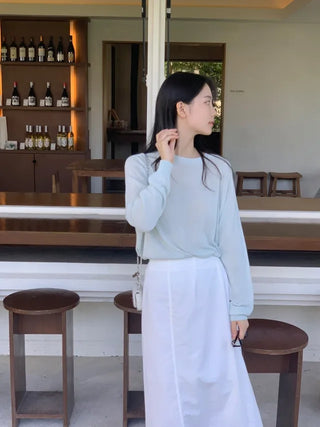 [6 colors] Whole Garment Linen Long Sleeve Knit