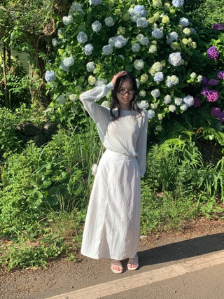 [6 colors] Whole Garment Linen Long Sleeve Knit