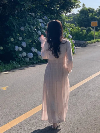 Flower Chiffon Long Mini Camisole Dress