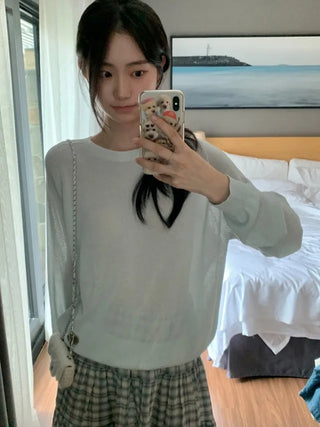 [6 colors] Whole Garment Linen Long Sleeve Knit