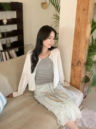 Cropped polka dot cardigan