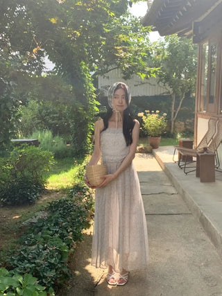 Flower Chiffon Long Mini Camisole Dress