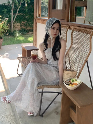 Flower Chiffon Long Mini Camisole Dress