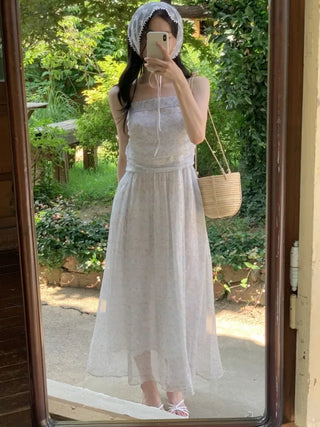Flower Chiffon Long Mini Camisole Dress