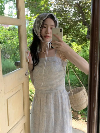 Flower Chiffon Long Mini Camisole Dress