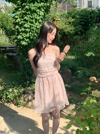 Flower Chiffon Long Mini Camisole Dress