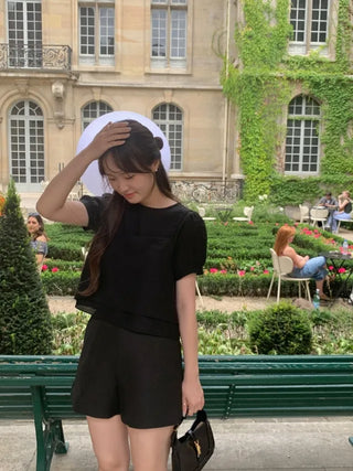 Ribbon bustier Tencel chiffon blouse