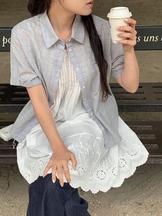 Summer oversized check shirt