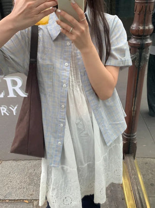 Summer oversized check shirt