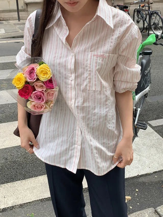Loose-fit pocket striped shirt