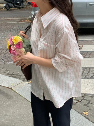 Loose-fit pocket striped shirt