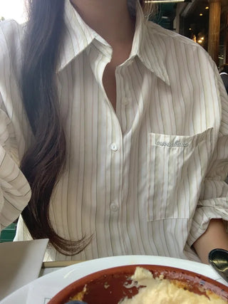 Loose-fit pocket striped shirt