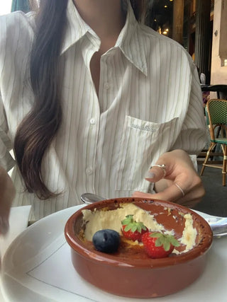 Loose-fit pocket striped shirt