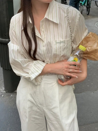 Loose-fit pocket striped shirt