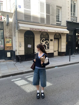 Wide-leg denim pants