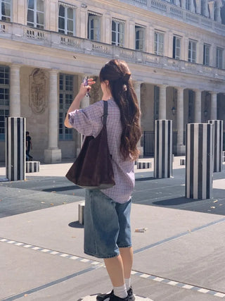 Wide-leg denim pants