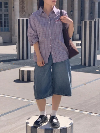 Wide-leg denim pants