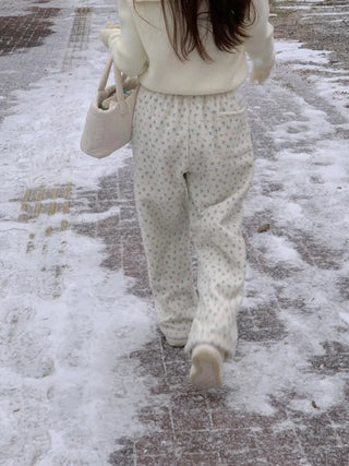 Petite Flower Boucle Fleece-Lined 2-Way Jogger Pants