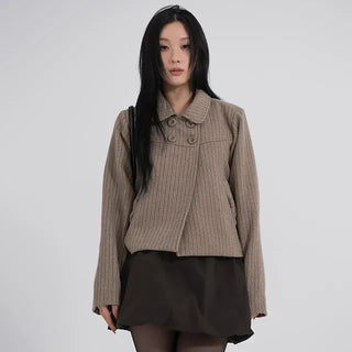 Ar Stripe Ribbon Pocket Mini Short Coat