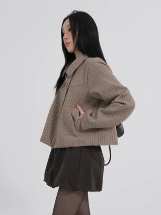 Ar Stripe Ribbon Pocket Mini Short Coat