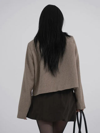 Ar Stripe Ribbon Pocket Mini Short Coat