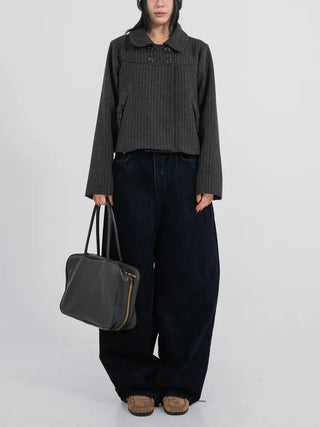 Ar Stripe Ribbon Pocket Mini Short Coat