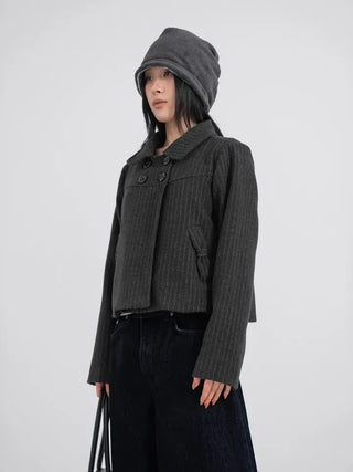 Ar Stripe Ribbon Pocket Mini Short Coat