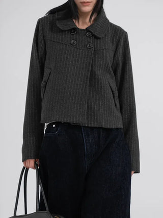 Ar Stripe Ribbon Pocket Mini Short Coat