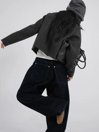 Ar Stripe Ribbon Pocket Mini Short Coat