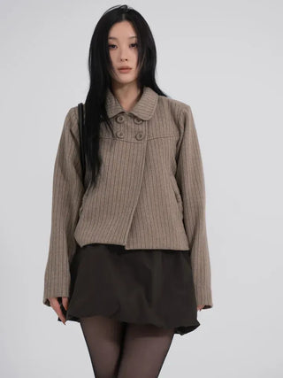 Ar Stripe Ribbon Pocket Mini Short Coat