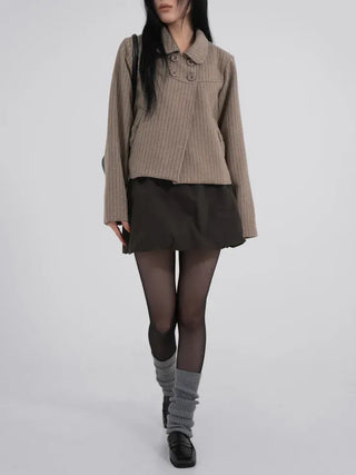 Ar Stripe Ribbon Pocket Mini Short Coat