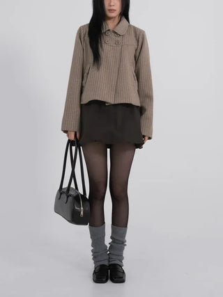Ar Stripe Ribbon Pocket Mini Short Coat